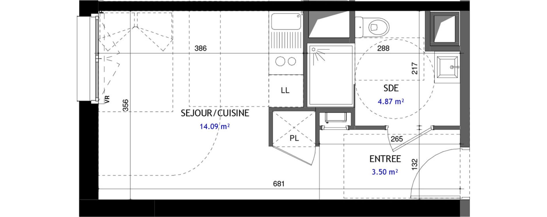 Appartement T1 de 22,46 m2 &agrave; Jou&eacute;-L&egrave;s-Tours Rabi&egrave;re