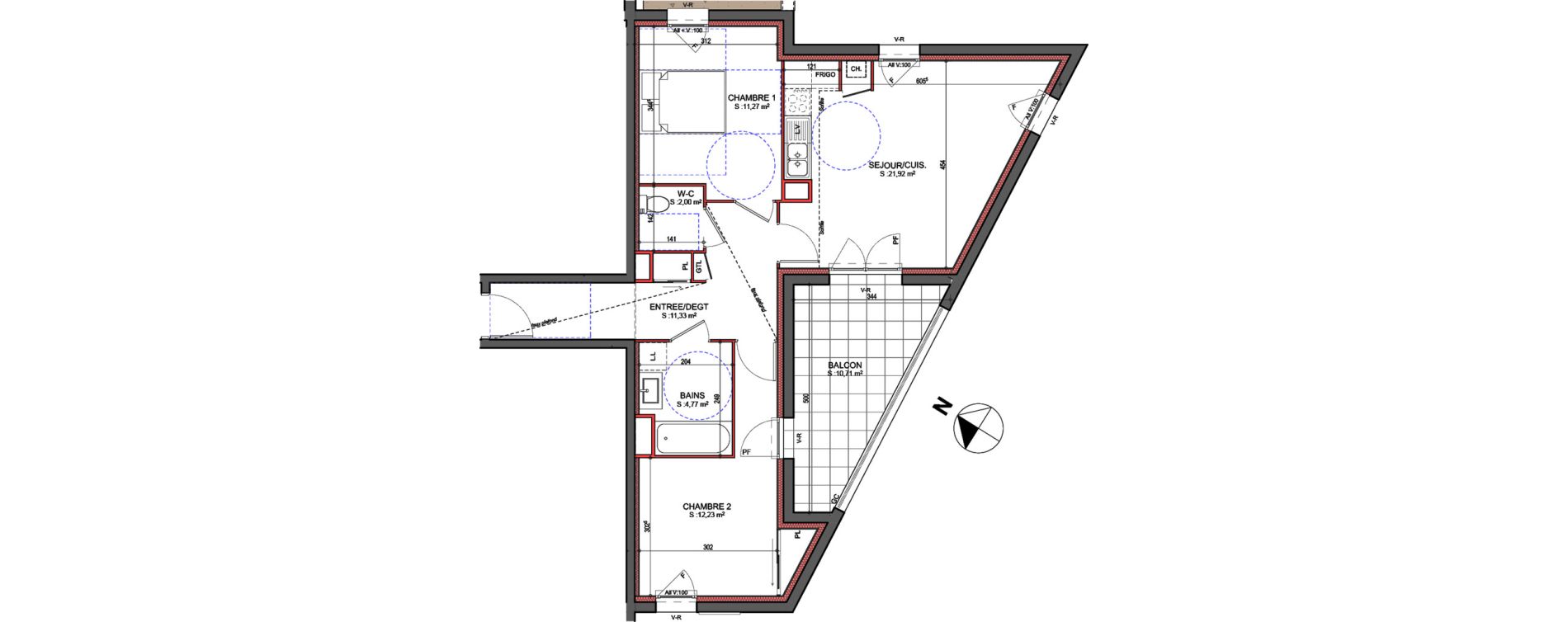 Appartement T3 de 63,52 m2 &agrave; Jou&eacute;-L&egrave;s-Tours Centre