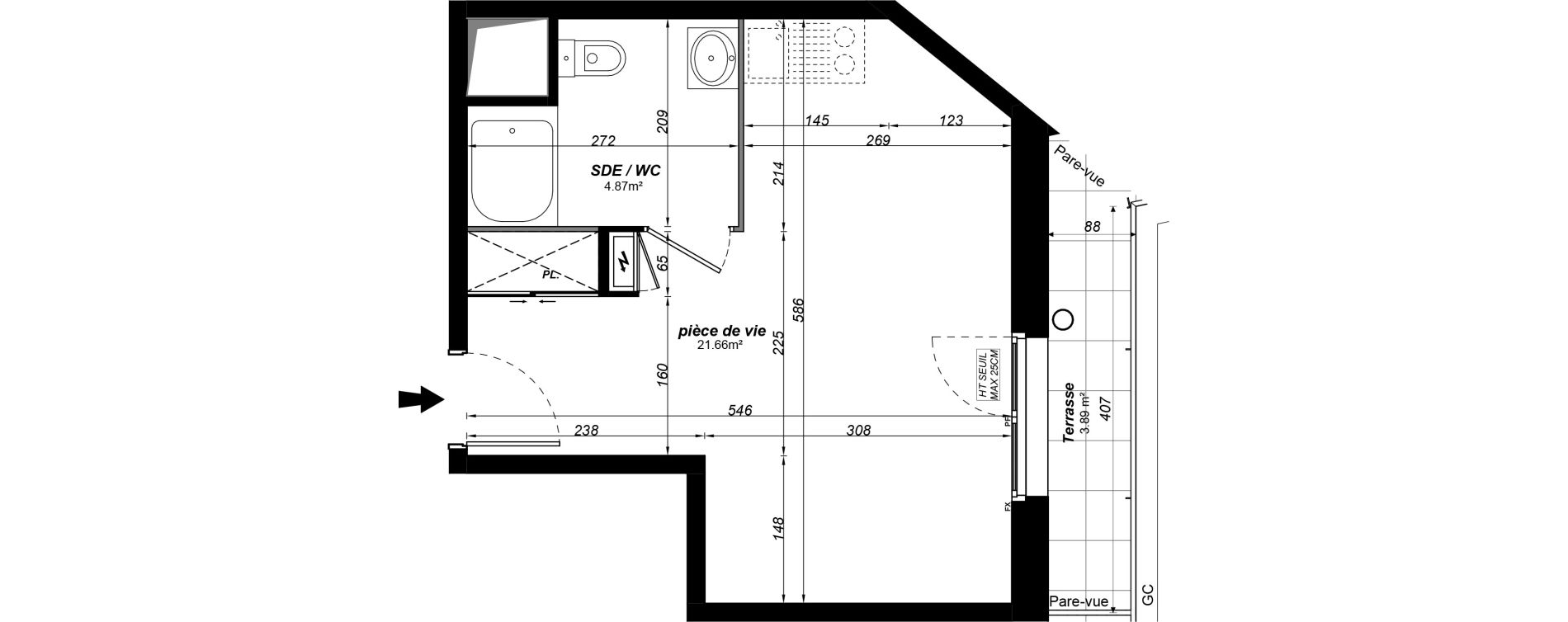 Appartement T1 meubl&eacute; de 26,53 m2 &agrave; Jou&eacute;-L&egrave;s-Tours Alouette grande bruere