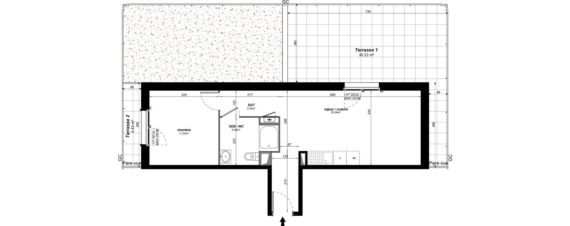 Appartement T2 meubl&eacute; de 44,52 m2 &agrave; Jou&eacute;-L&egrave;s-Tours Alouette grande bruere