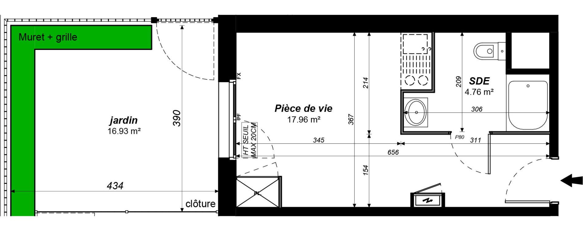 Appartement T1 meubl&eacute; de 22,72 m2 &agrave; Jou&eacute;-L&egrave;s-Tours Alouette grande bruere