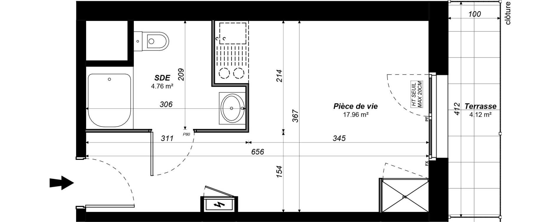 Appartement T1 meubl&eacute; de 22,72 m2 &agrave; Jou&eacute;-L&egrave;s-Tours Alouette grande bruere