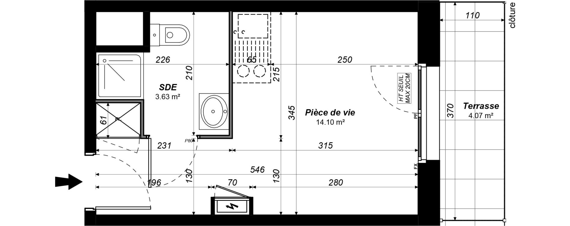 Appartement T1 meubl&eacute; de 17,73 m2 &agrave; Jou&eacute;-L&egrave;s-Tours Alouette grande bruere