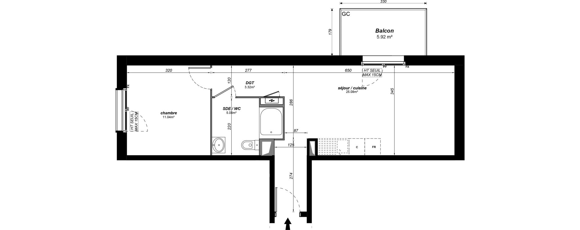 Appartement T2 meubl&eacute; de 44,52 m2 &agrave; Jou&eacute;-L&egrave;s-Tours Alouette grande bruere