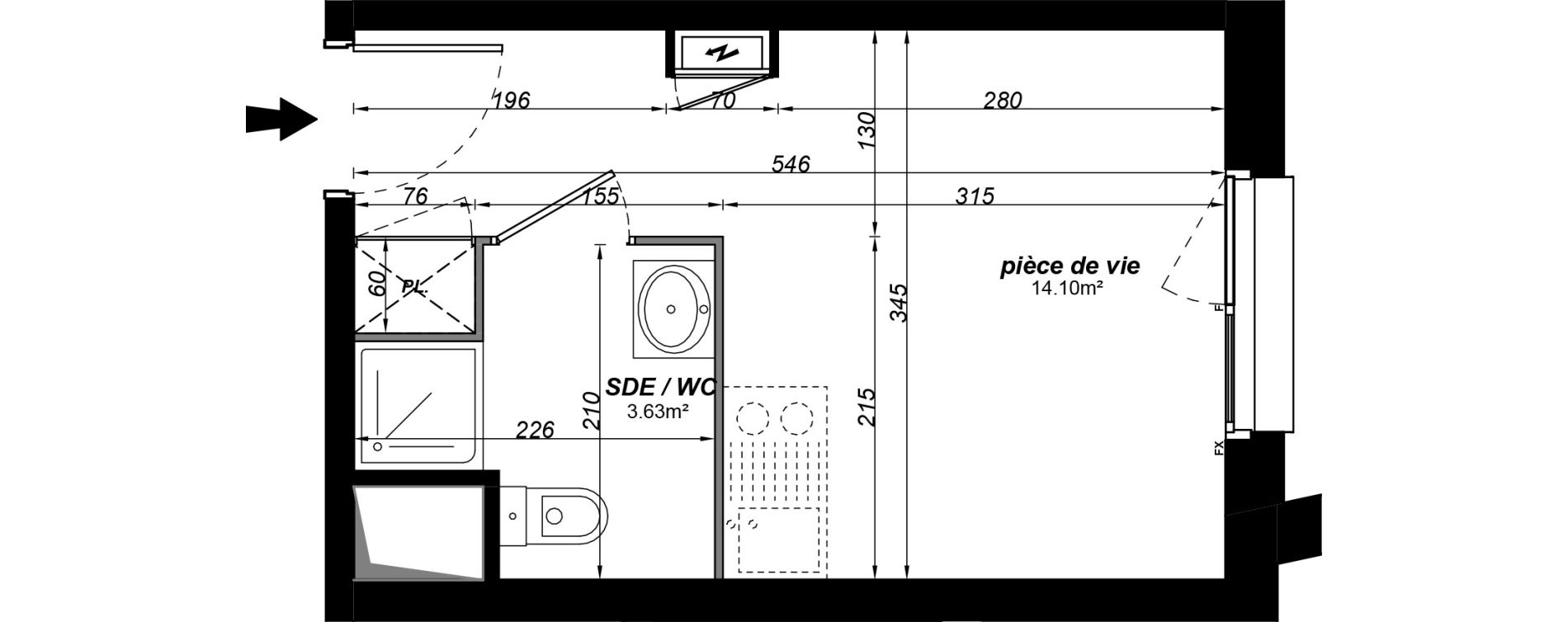 Appartement T1 meubl&eacute; de 17,73 m2 &agrave; Jou&eacute;-L&egrave;s-Tours Alouette grande bruere