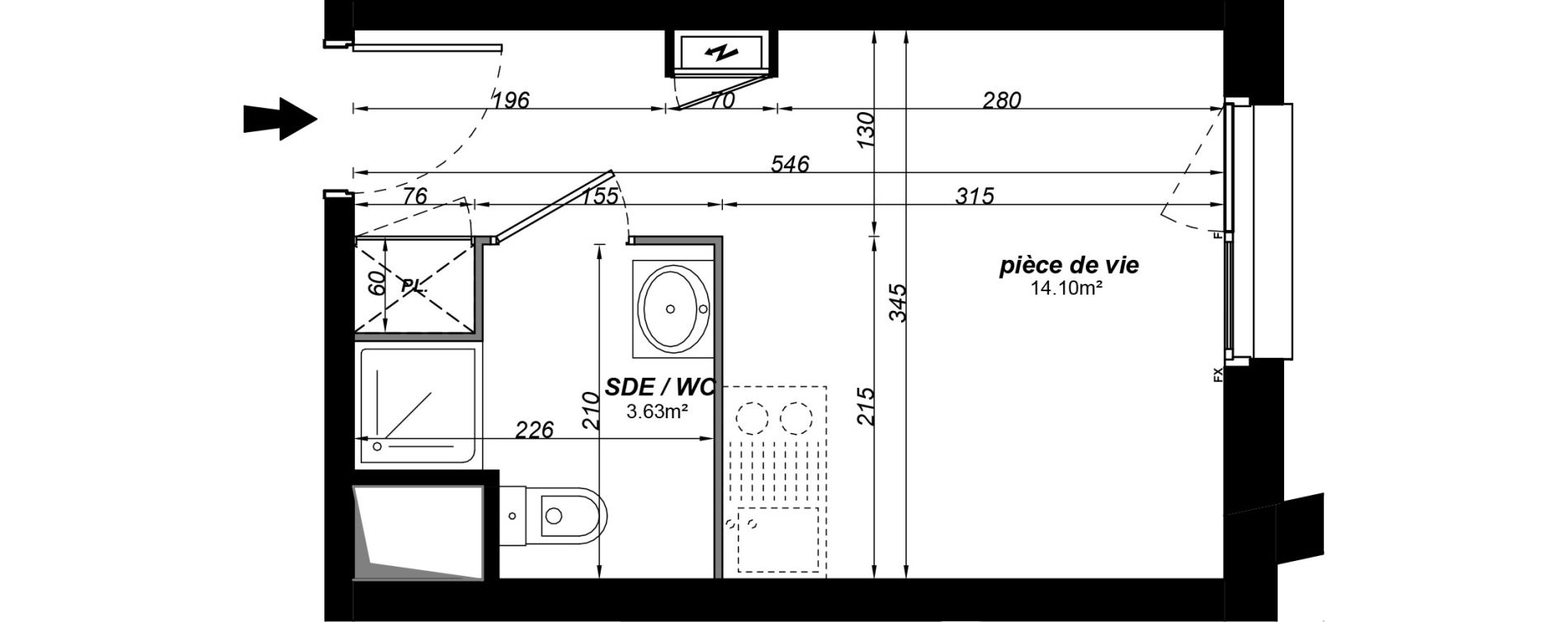 Appartement T1 meubl&eacute; de 17,73 m2 &agrave; Jou&eacute;-L&egrave;s-Tours Alouette grande bruere