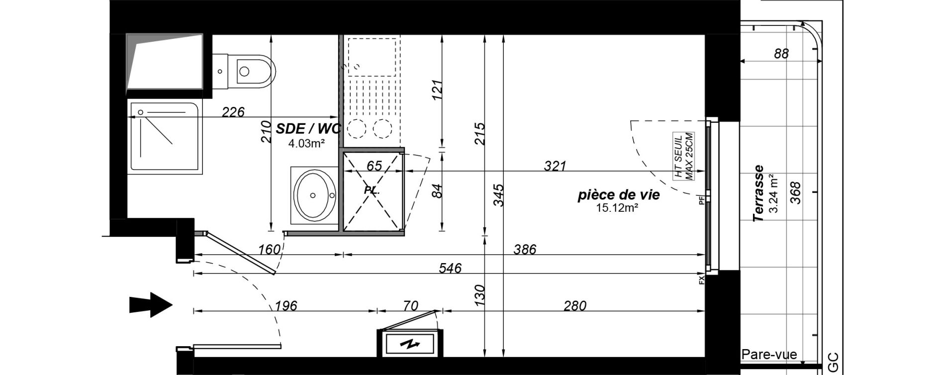 Appartement T1 meubl&eacute; de 19,15 m2 &agrave; Jou&eacute;-L&egrave;s-Tours Alouette grande bruere