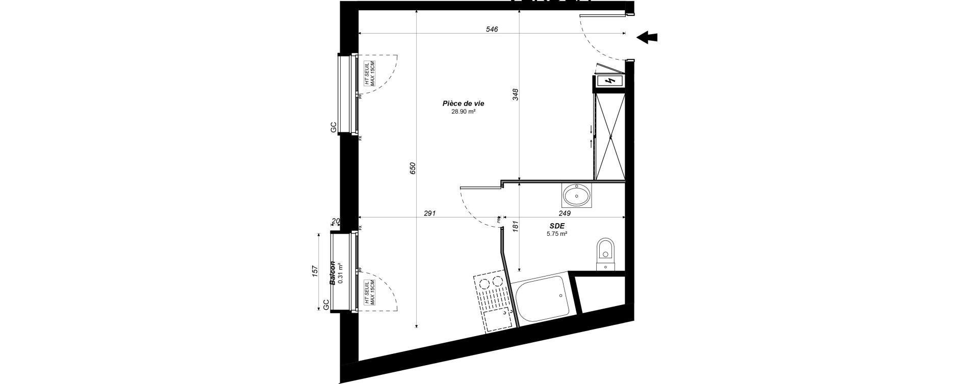 Appartement T1 meubl&eacute; de 34,65 m2 &agrave; Jou&eacute;-L&egrave;s-Tours Alouette grande bruere