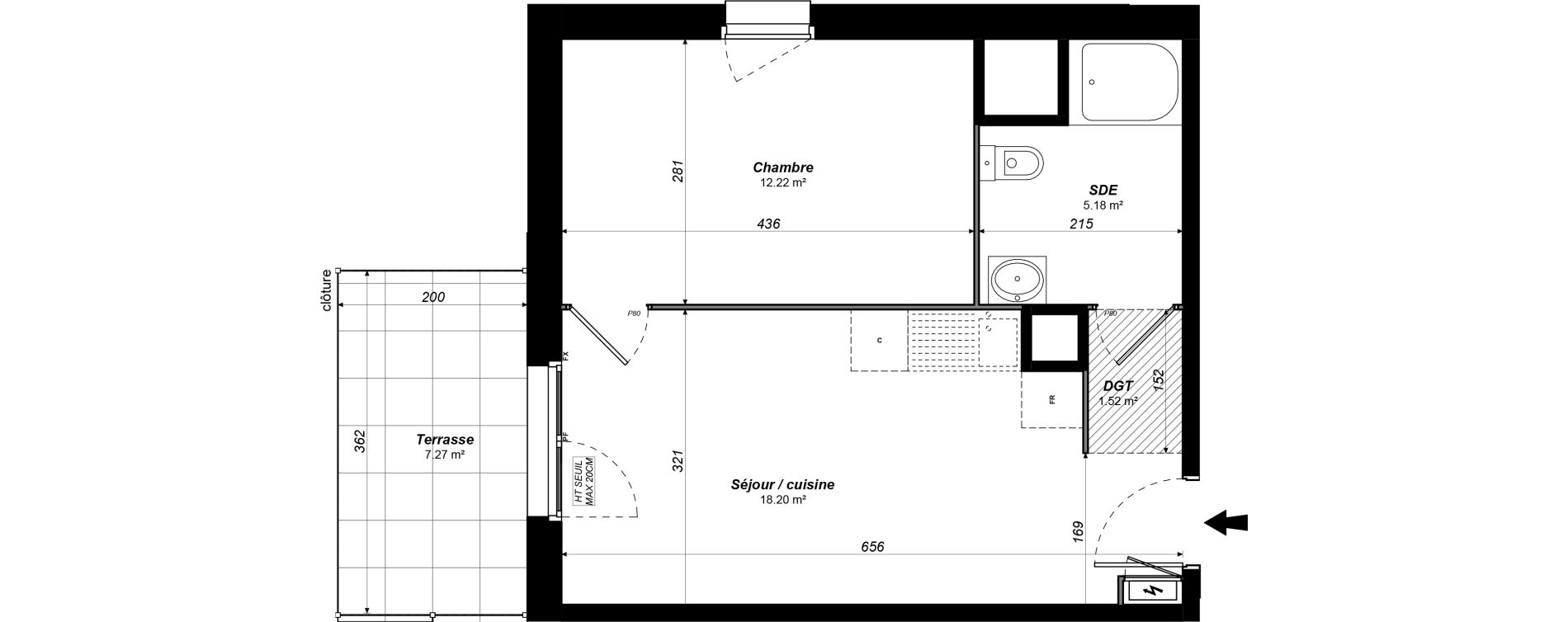 Appartement T2 meubl&eacute; de 37,12 m2 &agrave; Jou&eacute;-L&egrave;s-Tours Alouette grande bruere