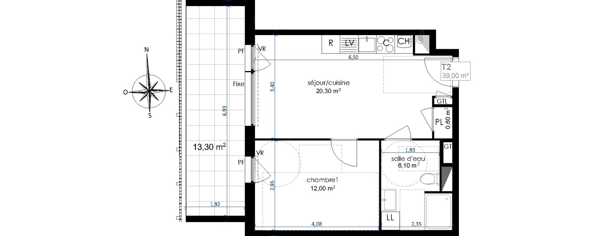 Appartement T2 de 39,00 m2 &agrave; Jou&eacute;-L&egrave;s-Tours Centre