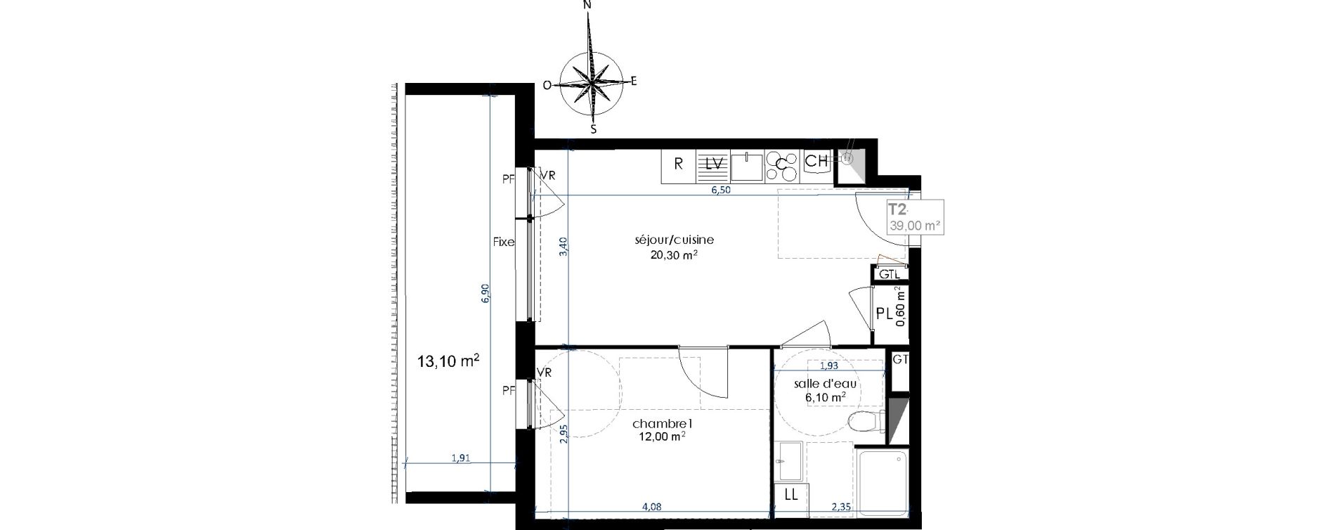 Appartement T2 de 39,00 m2 &agrave; Jou&eacute;-L&egrave;s-Tours Centre