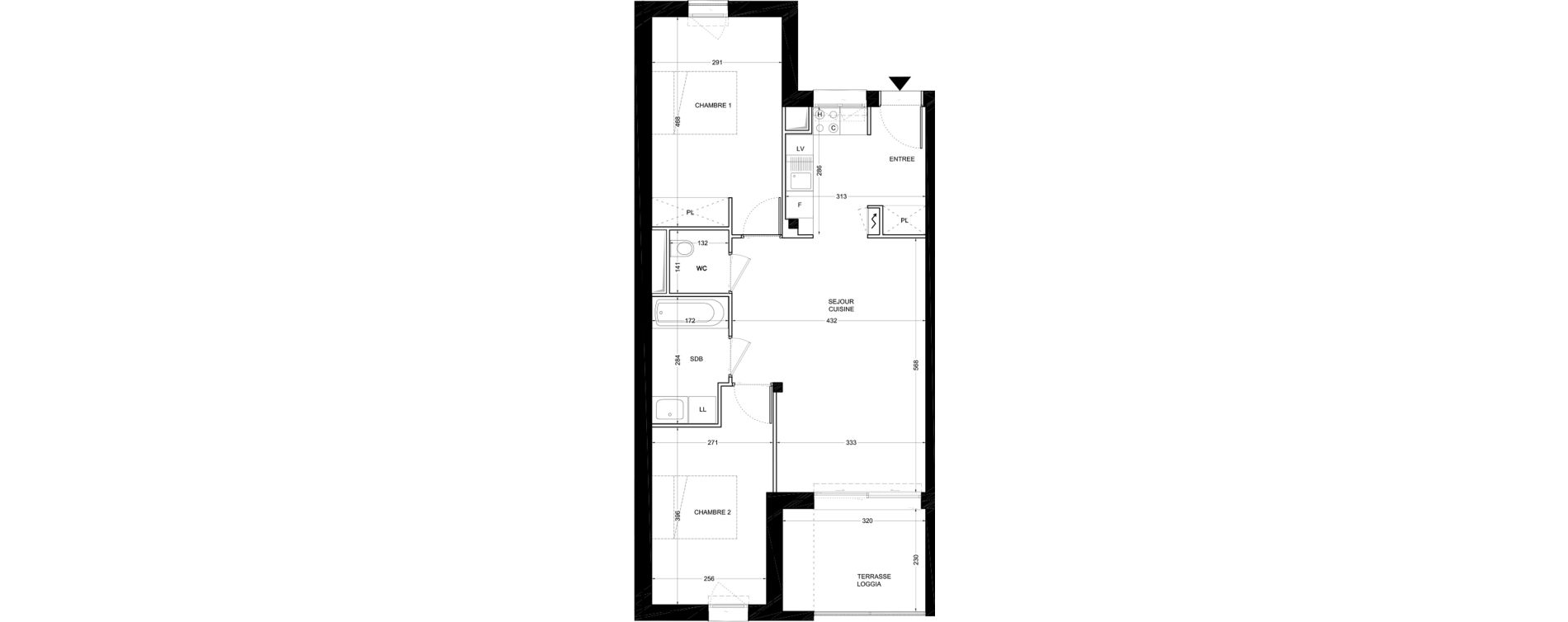 Appartement T3 de 62,10 m2 &agrave; La Membrolle-Sur-Choisille Mazagran