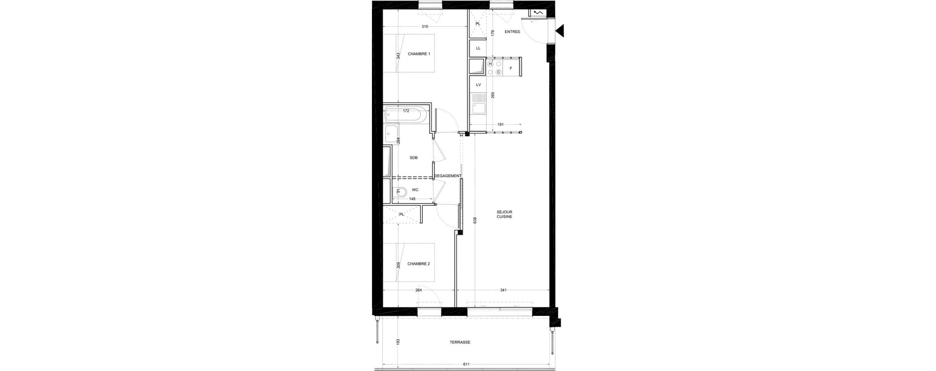 Appartement T3 de 62,20 m2 &agrave; La Membrolle-Sur-Choisille Mazagran