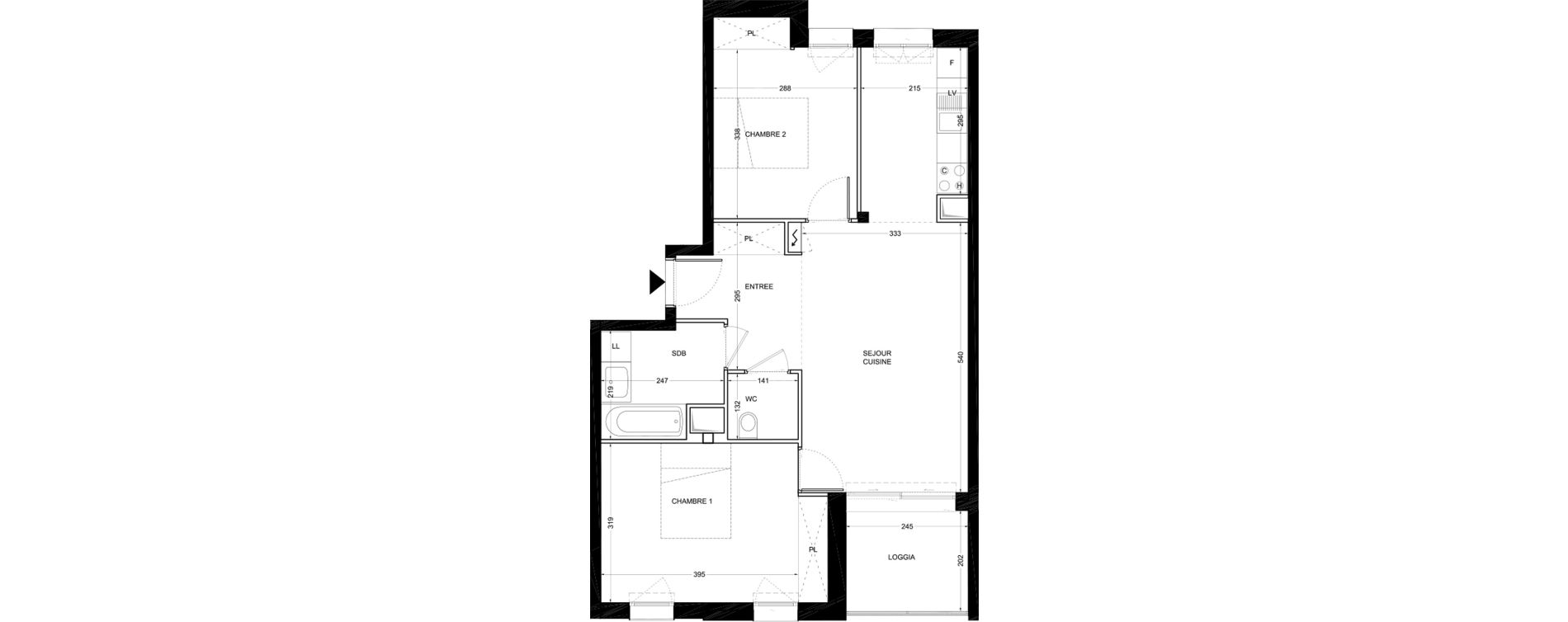 Appartement T3 de 62,40 m2 &agrave; La Membrolle-Sur-Choisille Mazagran