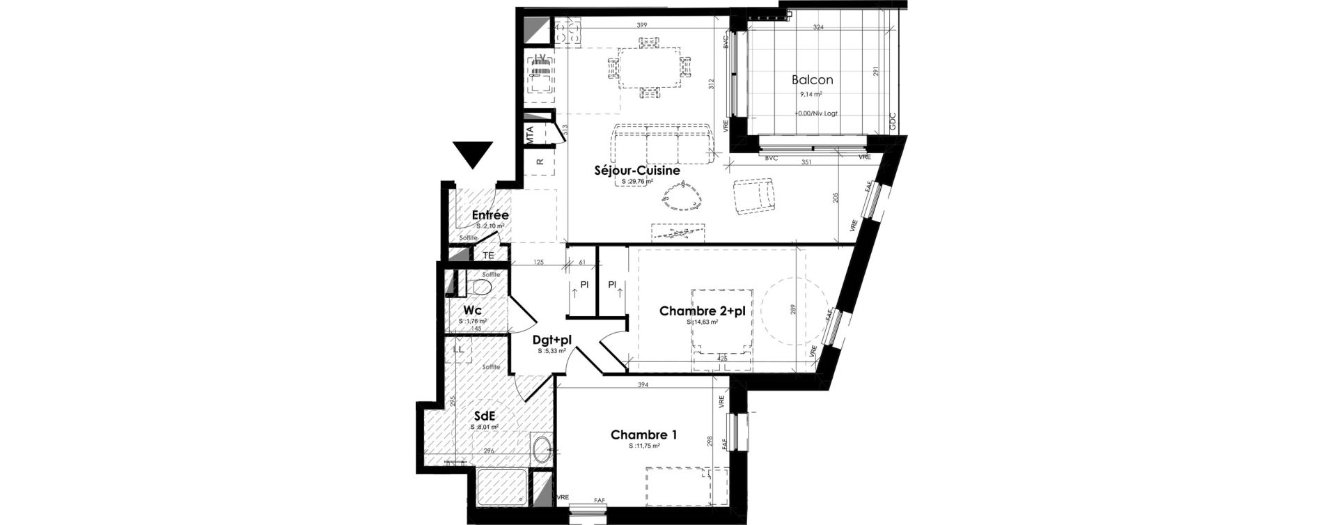 Appartement T3 de 73,34 m2 &agrave; La Riche Louis xi