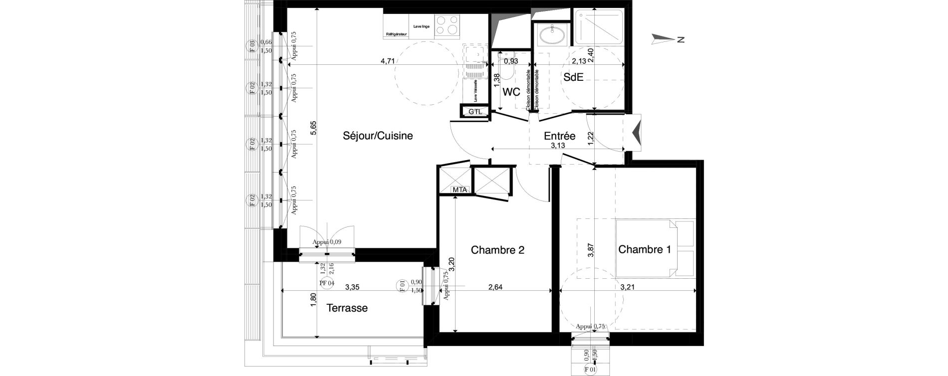 Appartement T3 de 56,01 m2 &agrave; La Riche Louis xi