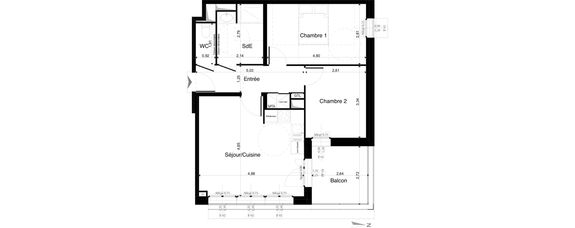 Appartement T3 de 58,15 m2 &agrave; La Riche Louis xi