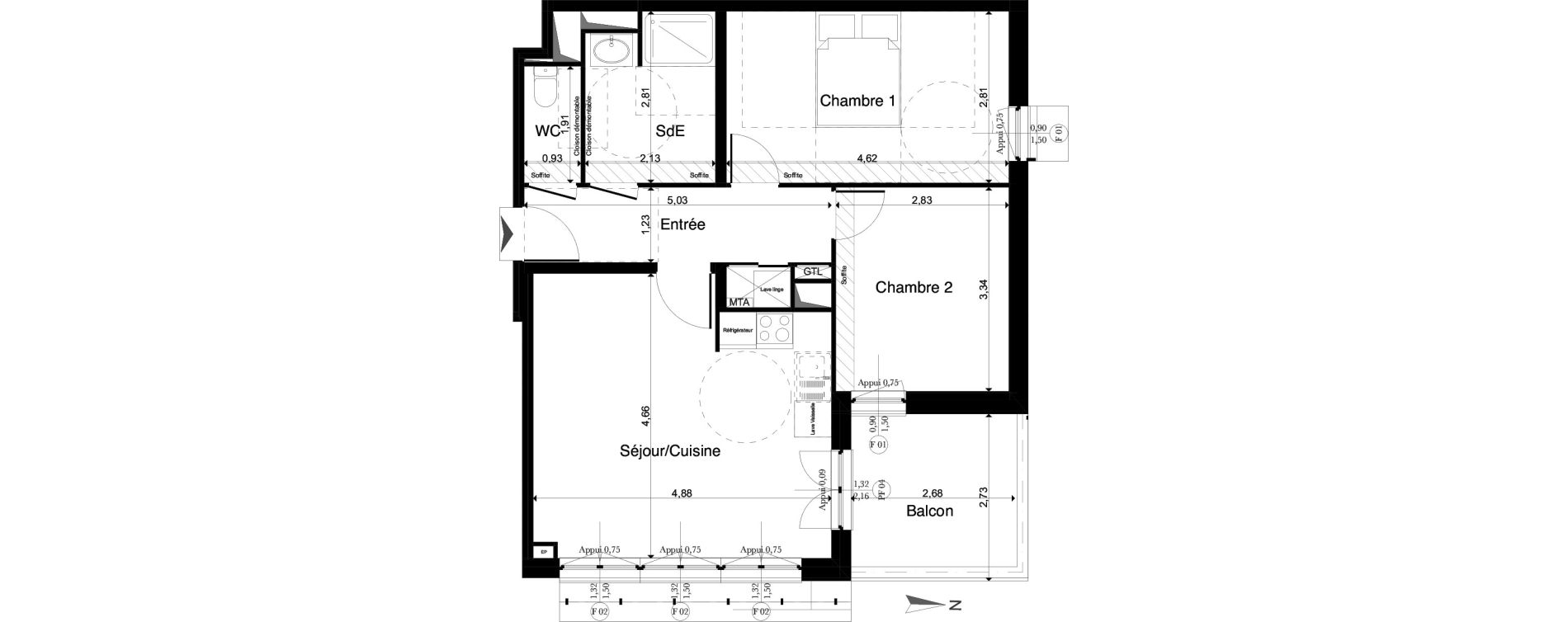 Appartement T3 de 58,18 m2 &agrave; La Riche Louis xi