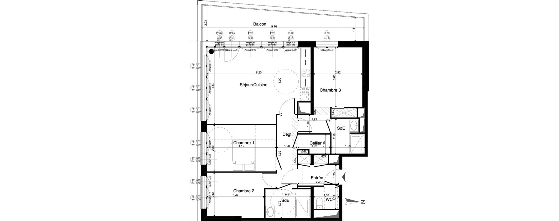 Appartement T4 de 83,96 m2 &agrave; La Riche Louis xi