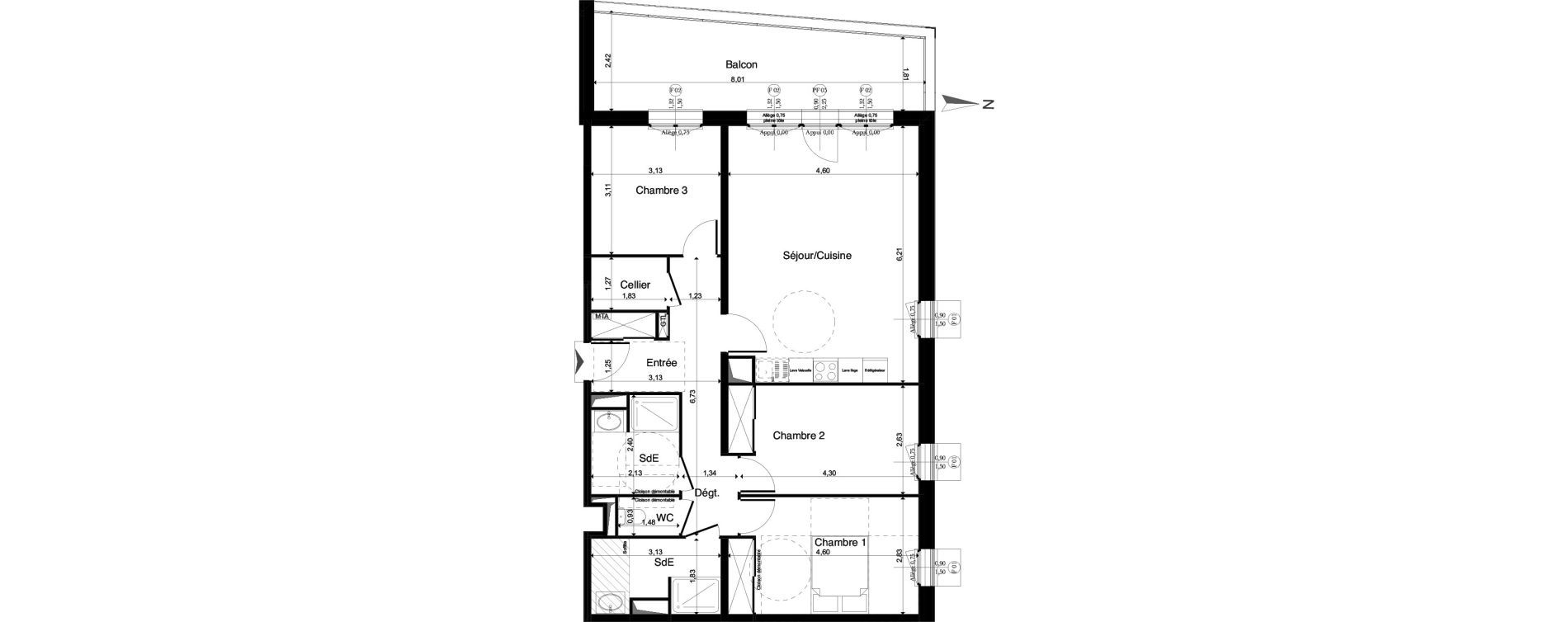 Appartement T4 de 87,72 m2 &agrave; La Riche Louis xi