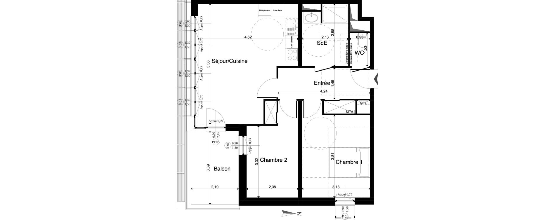 Appartement T3 de 58,73 m2 &agrave; La Riche Louis xi