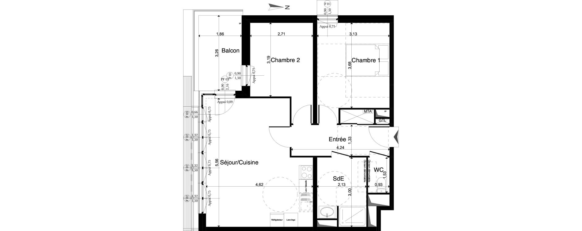 Appartement T3 de 59,15 m2 &agrave; La Riche Louis xi