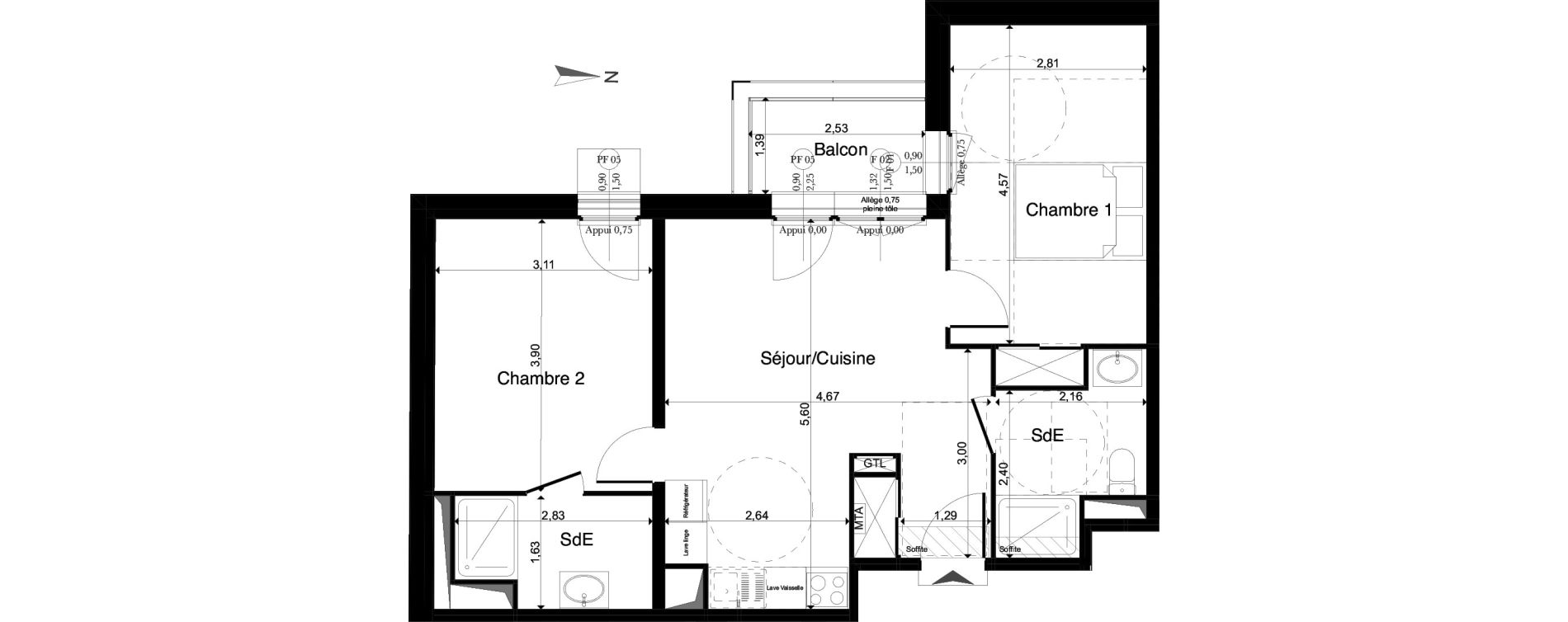Appartement T3 de 57,49 m2 &agrave; La Riche Louis xi