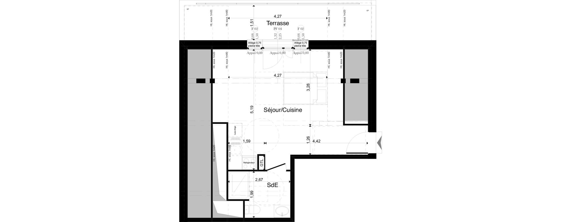 Appartement T1 de 27,86 m2 &agrave; La Riche Louis xi