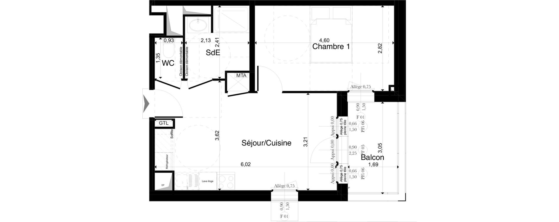 Appartement T2 de 38,98 m2 &agrave; La Riche Louis xi