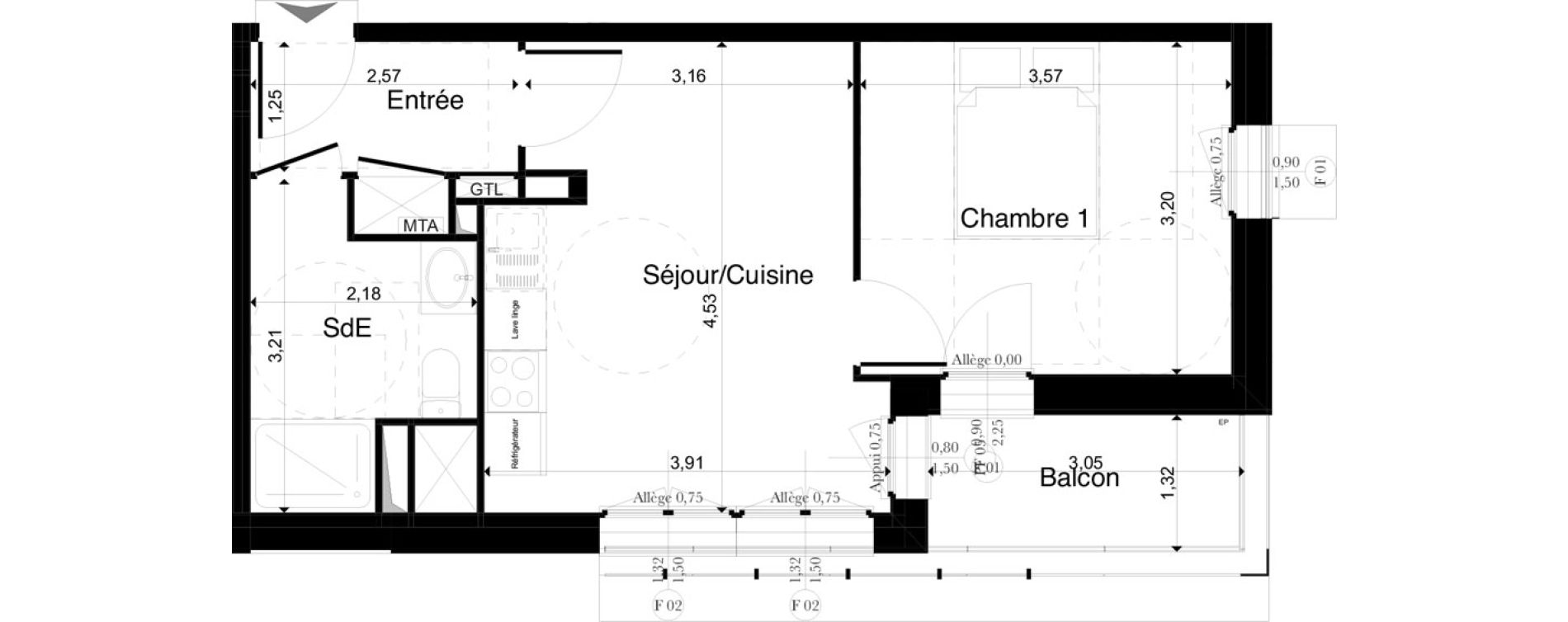 Appartement T2 de 36,35 m2 &agrave; La Riche Louis xi