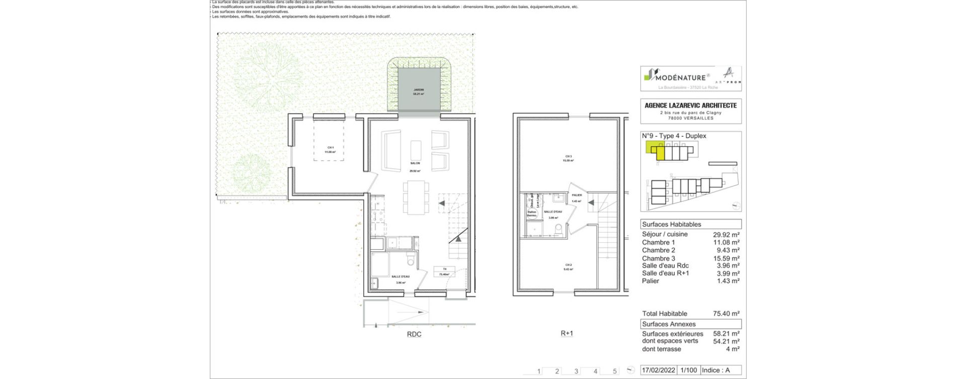 Maison T4 de 75,40 m2 &agrave; La Riche Ronsard pagnol