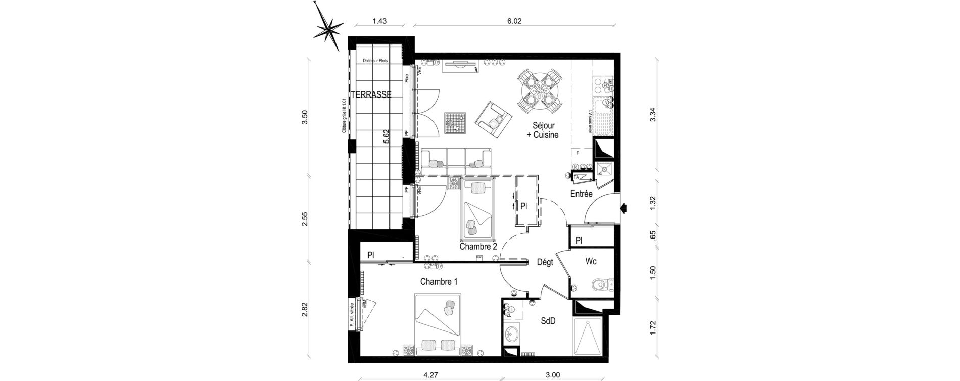 Appartement T2 de 56,69 m2 &agrave; Lar&ccedil;ay Centre