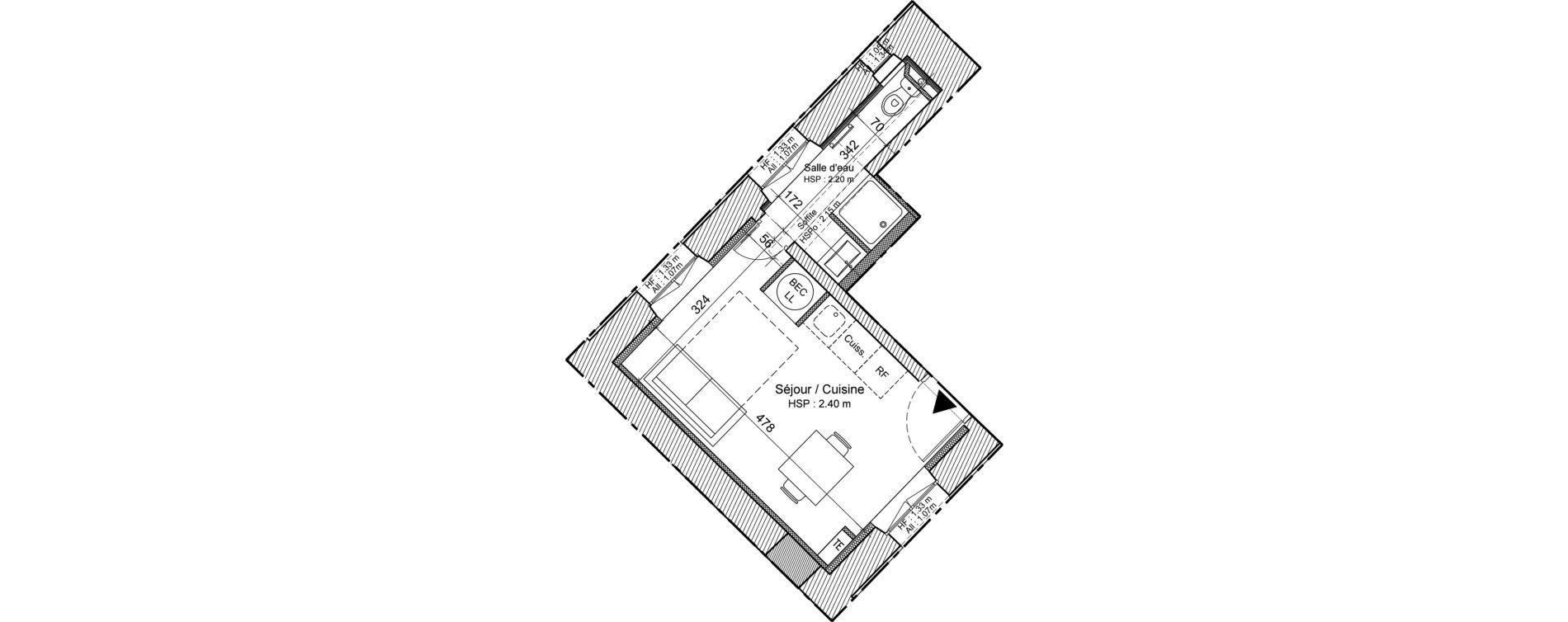 Appartement T1 de 19,40 m2 &agrave; Loches Centre