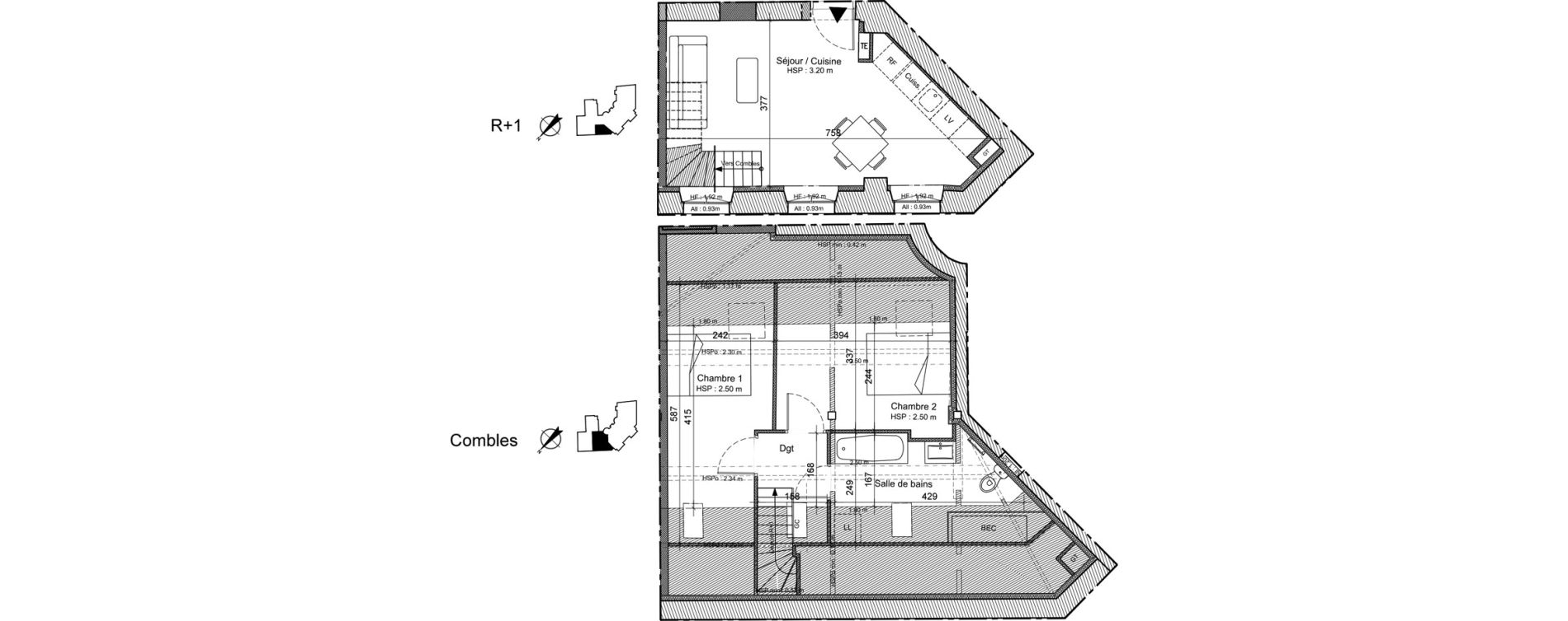 Duplex T3 de 49,30 m2 &agrave; Loches Centre