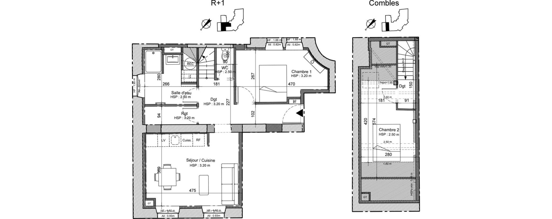 Duplex T3 de 58,10 m2 &agrave; Loches Centre