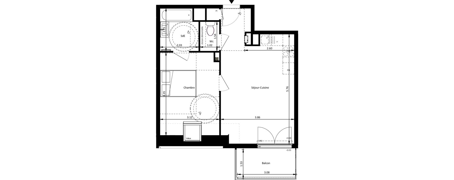 Appartement T2 de 41,20 m2 &agrave; Mettray Centre