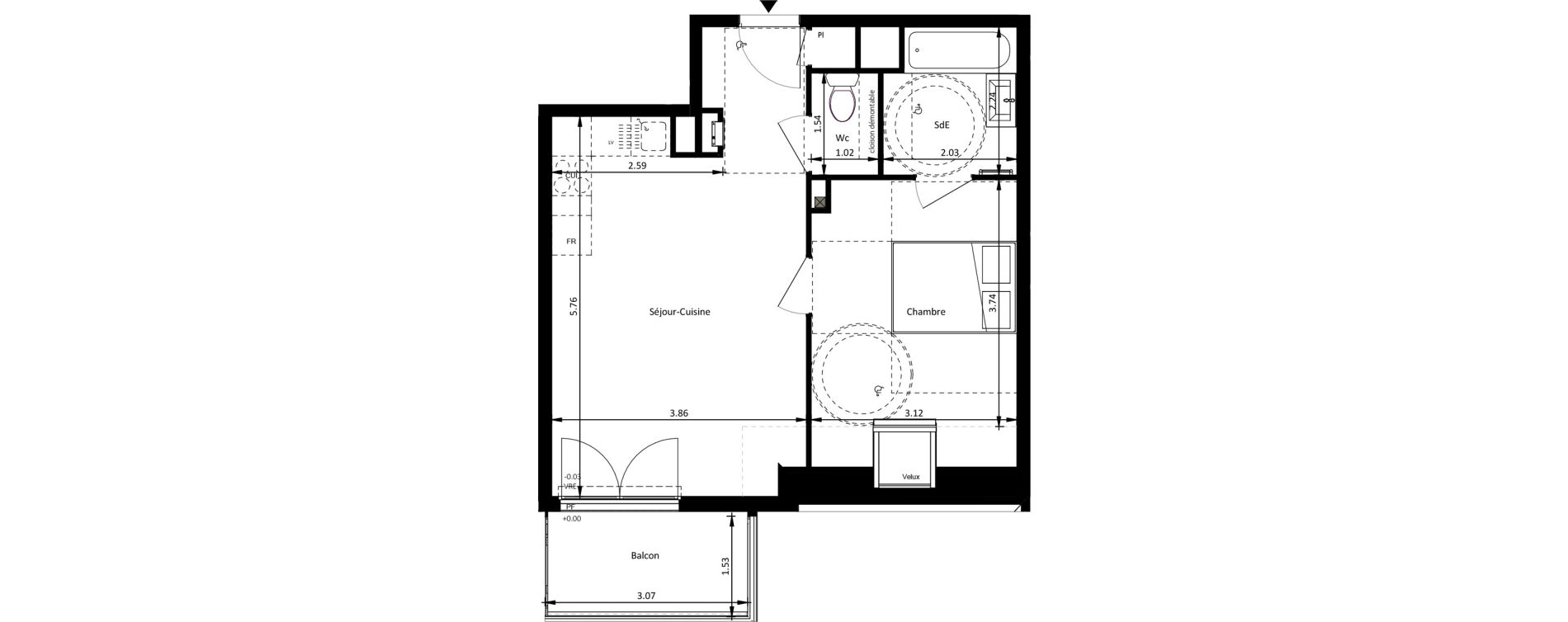 Appartement T2 de 41,20 m2 &agrave; Mettray Centre