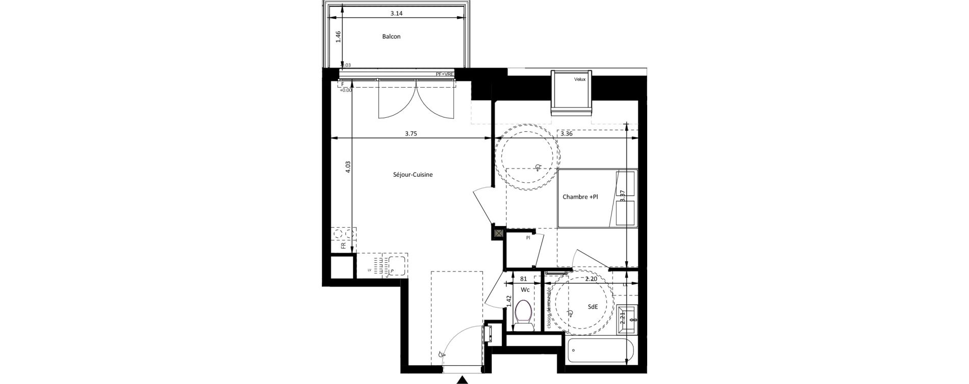 Appartement T2 de 37,95 m2 &agrave; Mettray Centre