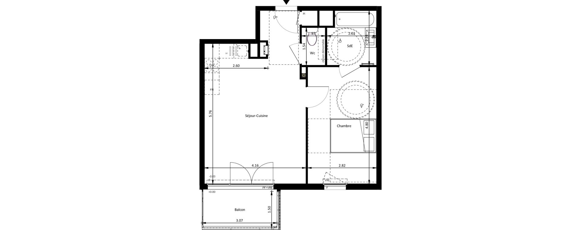 Appartement T2 de 45,05 m2 &agrave; Mettray Centre