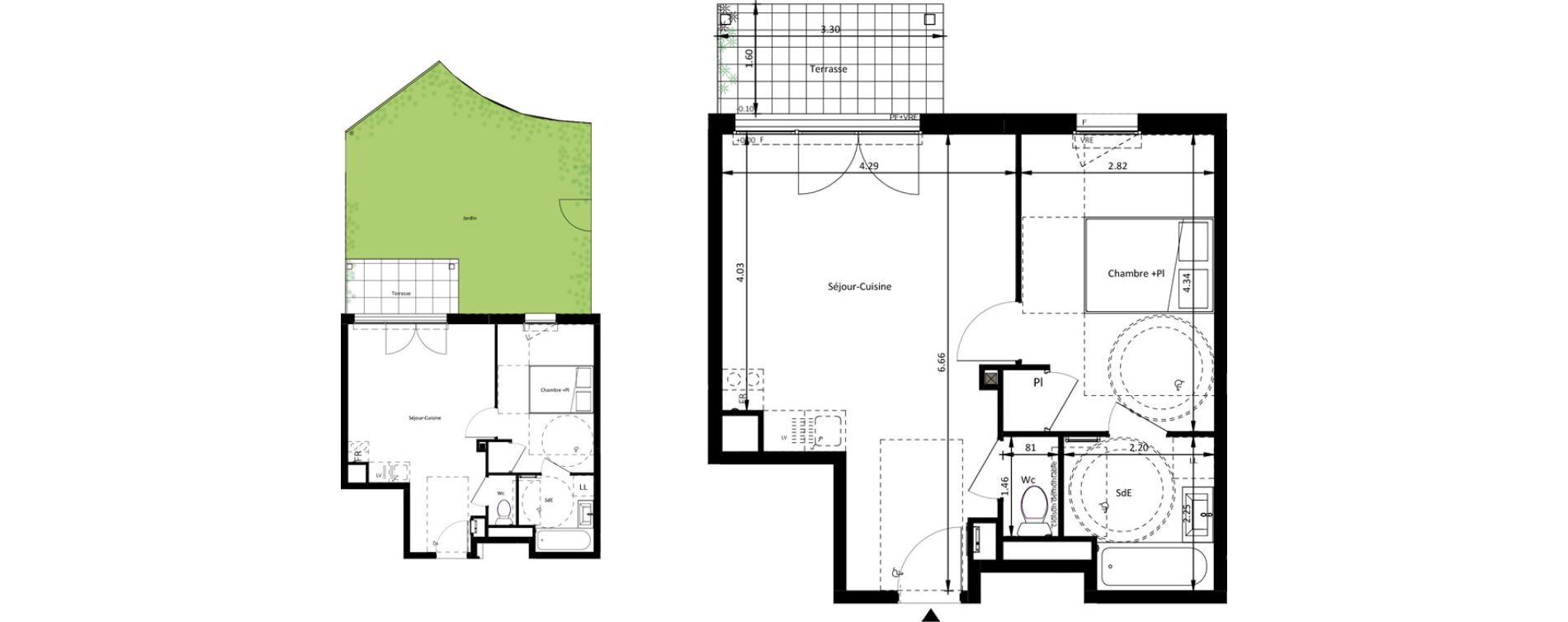 Appartement T2 de 41,30 m2 &agrave; Mettray Centre