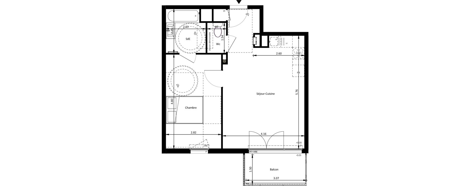 Appartement T2 de 45,05 m2 &agrave; Mettray Centre