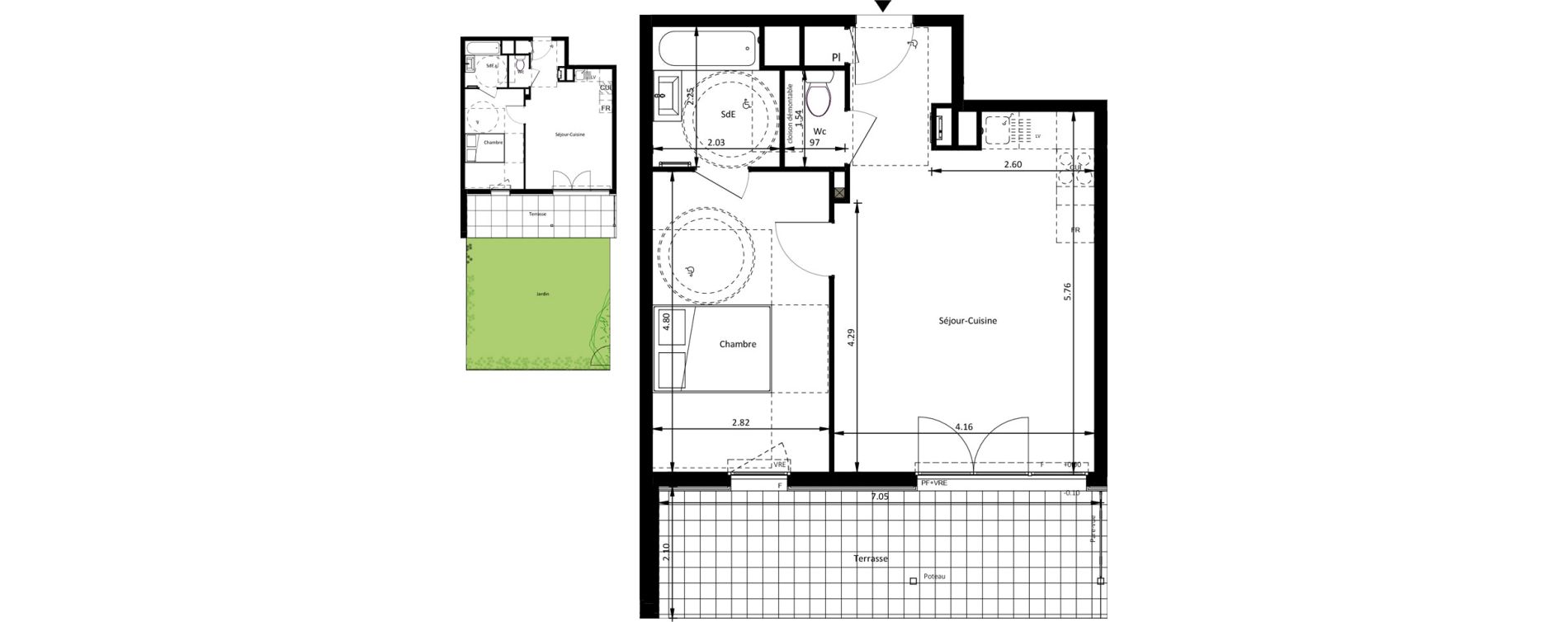 Appartement T2 de 45,05 m2 &agrave; Mettray Centre