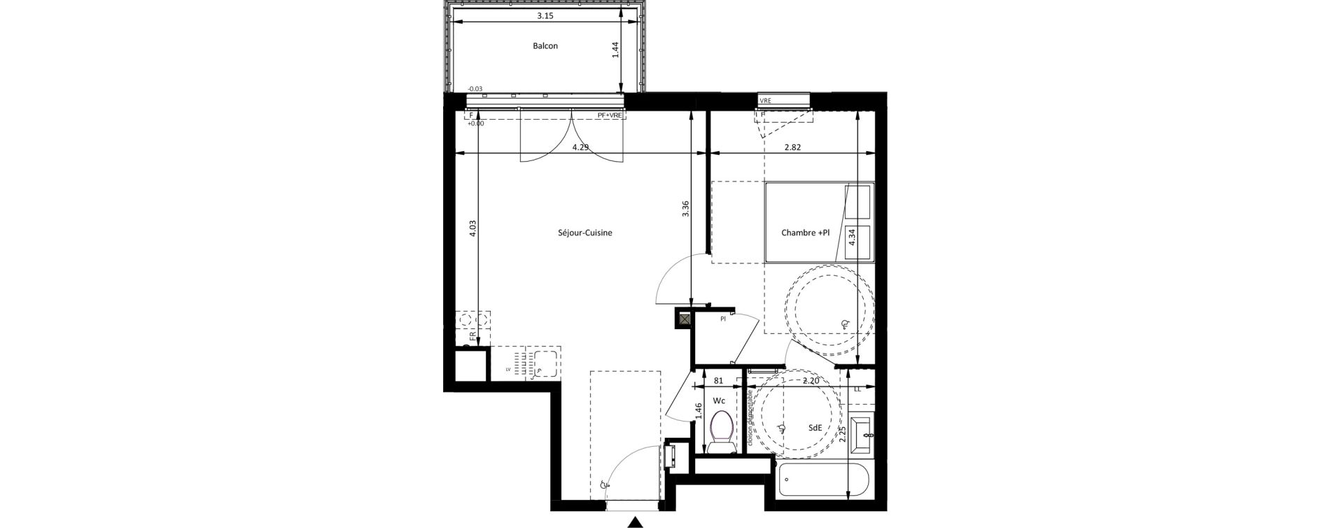 Appartement T2 de 41,30 m2 &agrave; Mettray Centre