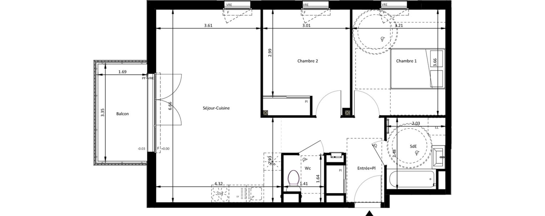 Appartement T3 de 62,85 m2 &agrave; Mettray Centre