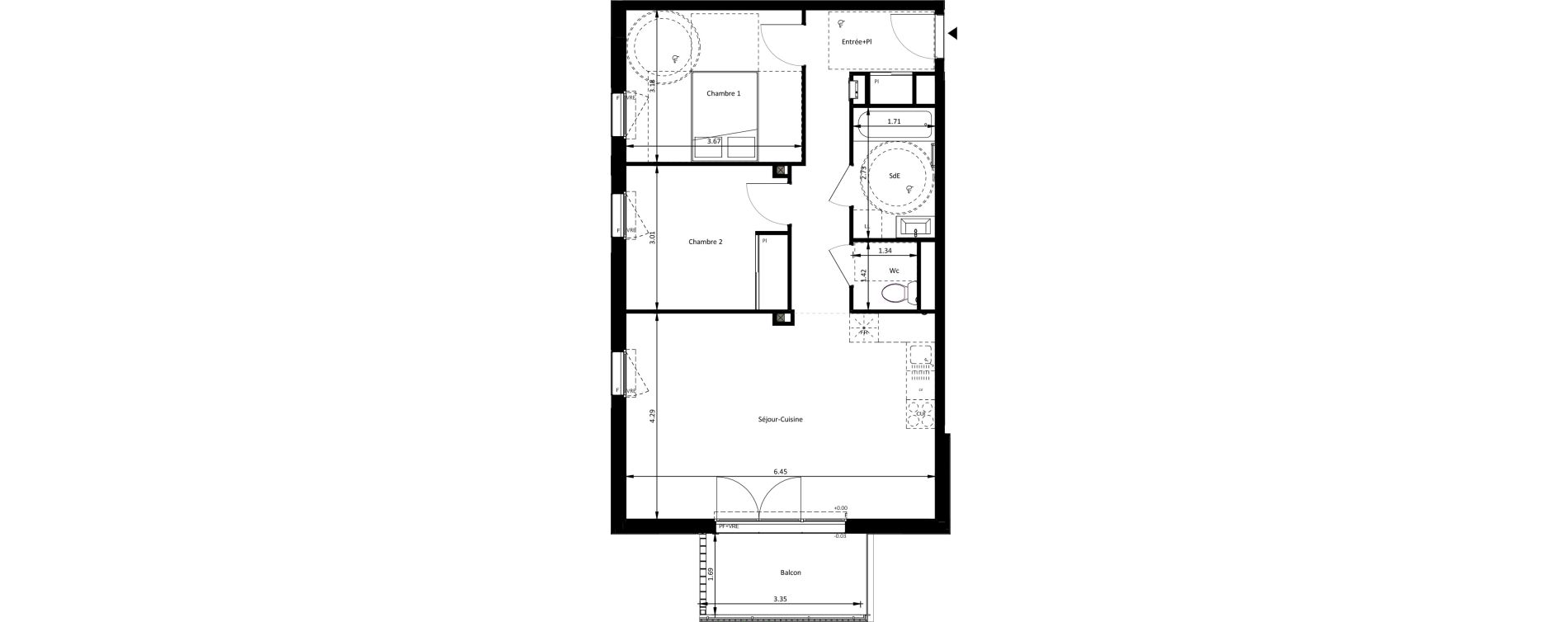 Appartement T3 de 65,50 m2 &agrave; Mettray Centre