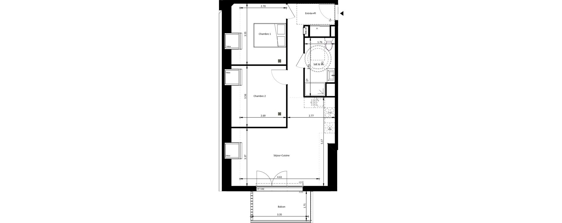 Appartement T3 de 54,90 m2 &agrave; Mettray Centre