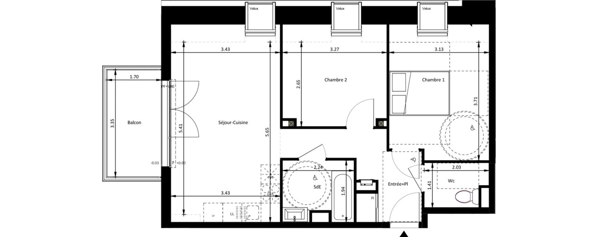 Appartement T3 de 53,80 m2 &agrave; Mettray Centre