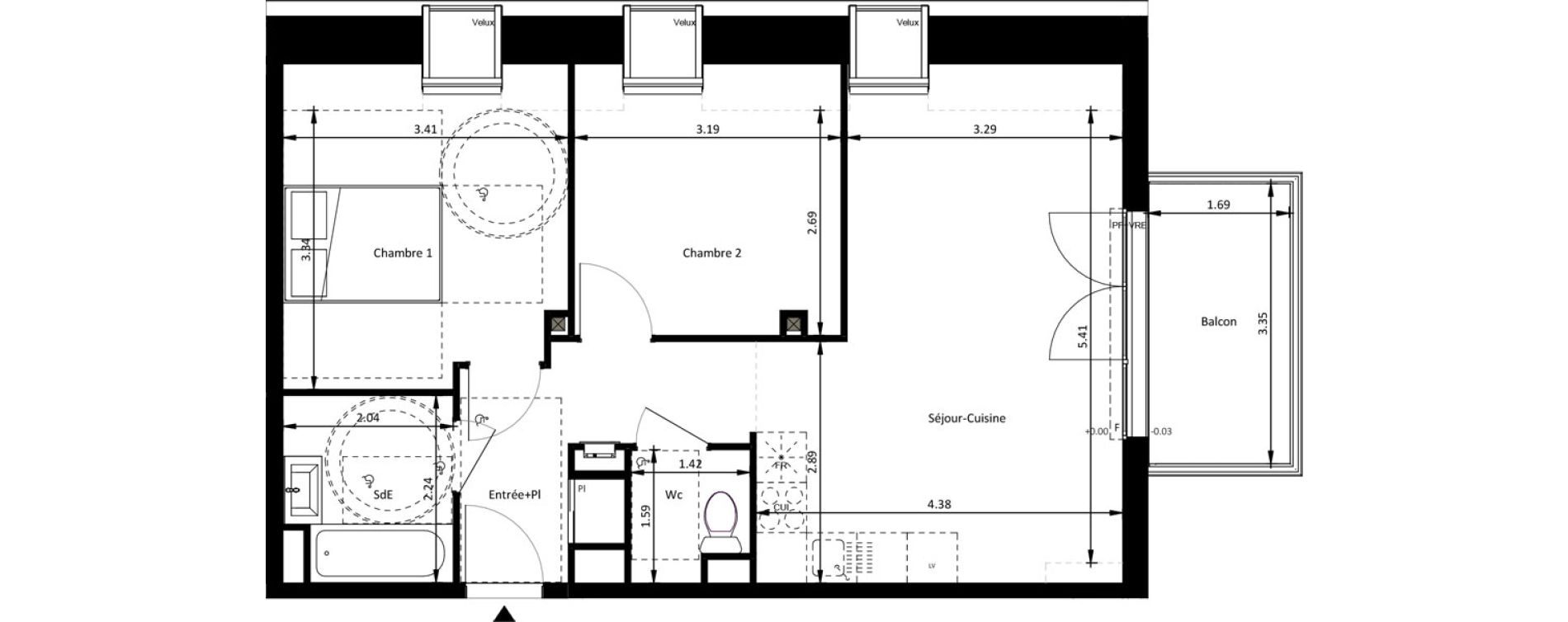 Appartement T3 de 55,35 m2 &agrave; Mettray Centre