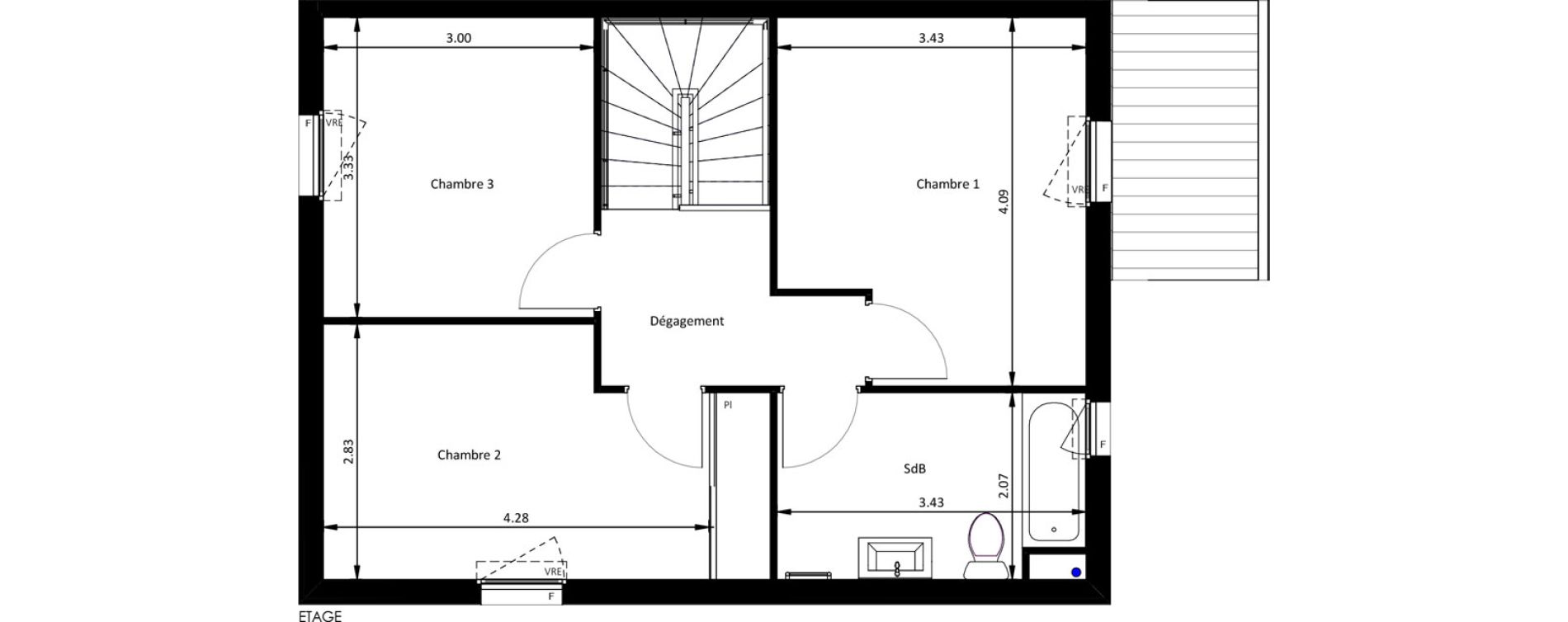 Maison T4 de 85,70 m2 &agrave; Mettray Centre