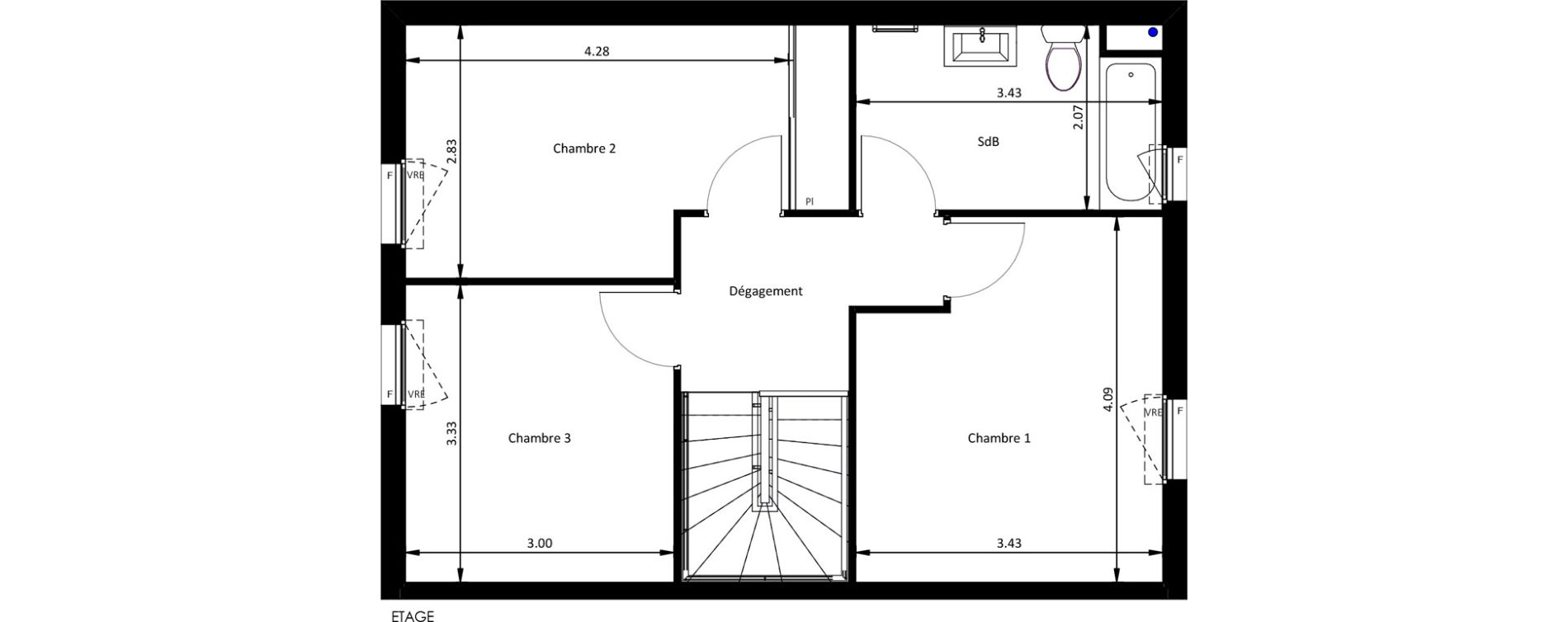 Maison T4 de 85,70 m2 &agrave; Mettray Centre